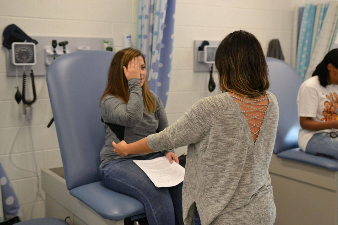 MSN program students practice at nursing lab at Ursuline College in Ohio