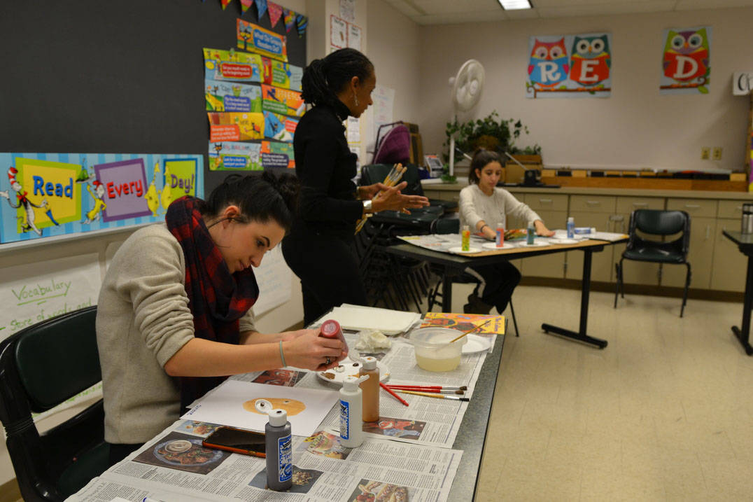 Education students practice class assignment