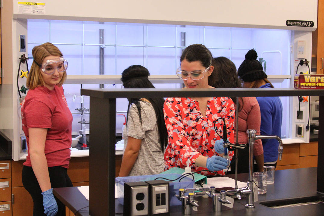 Chemistry professor demonstrates experiment