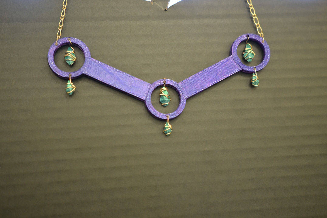 Fashion design necklace created in 3D printer