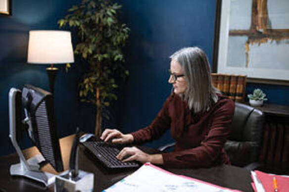 Psychology student working from the office
