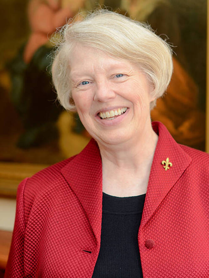 Sister Christine in red jacket