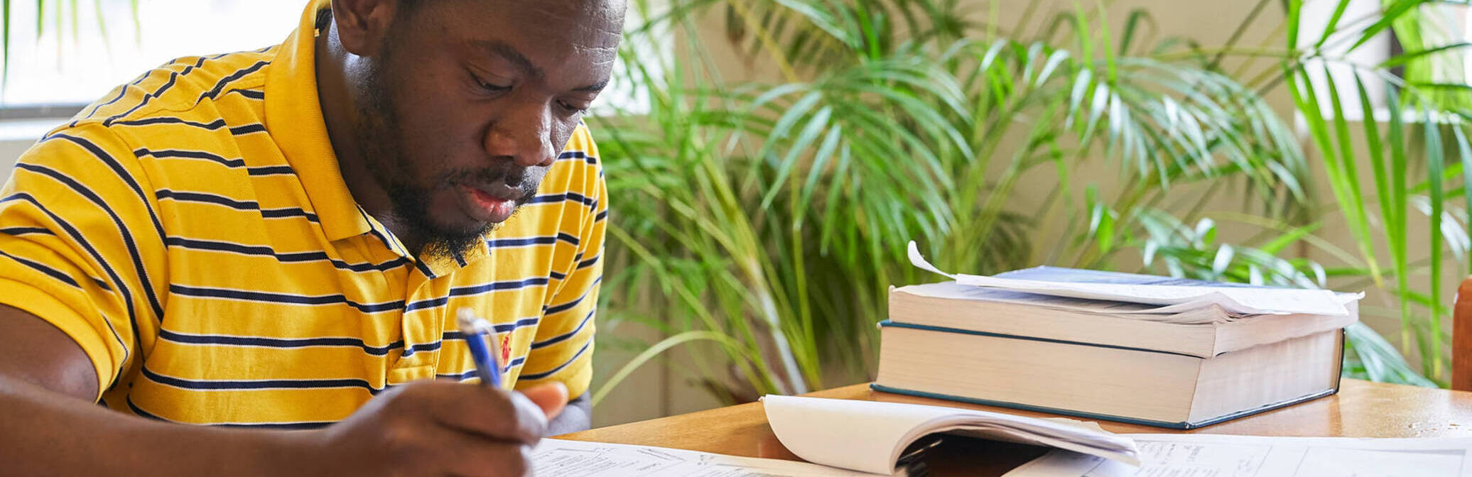 Student working in library