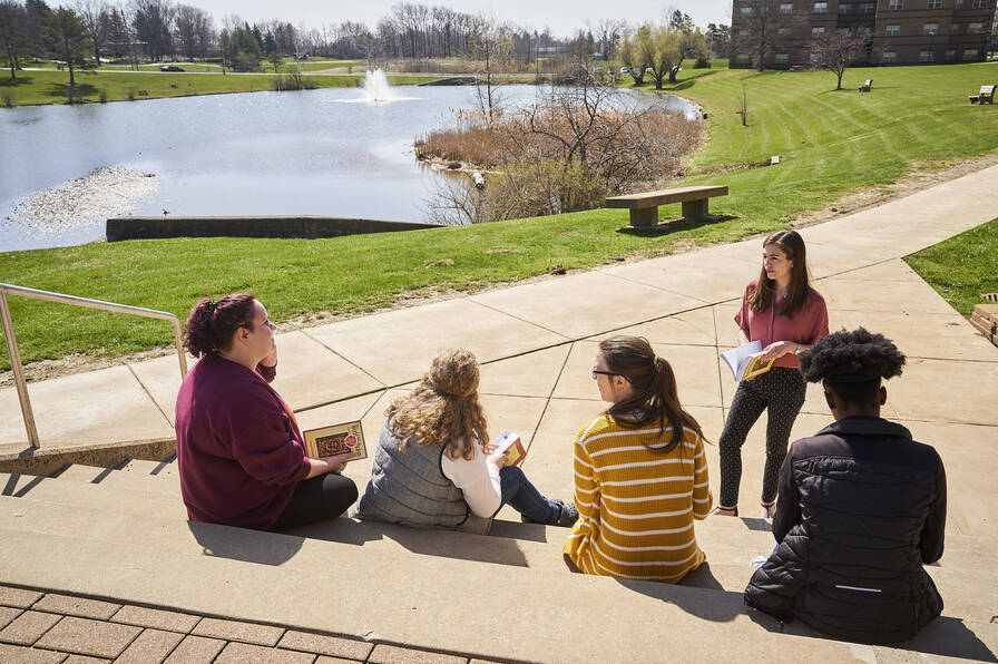 Ursuline College english students in class on campus