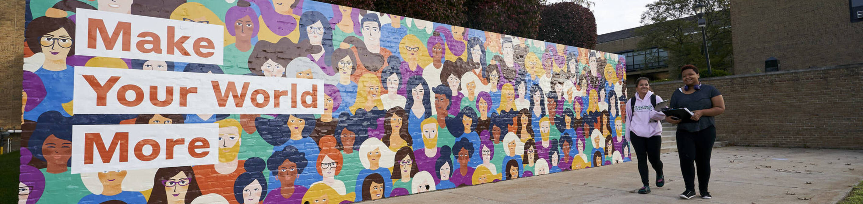 ursuline students walking by make your world more mural