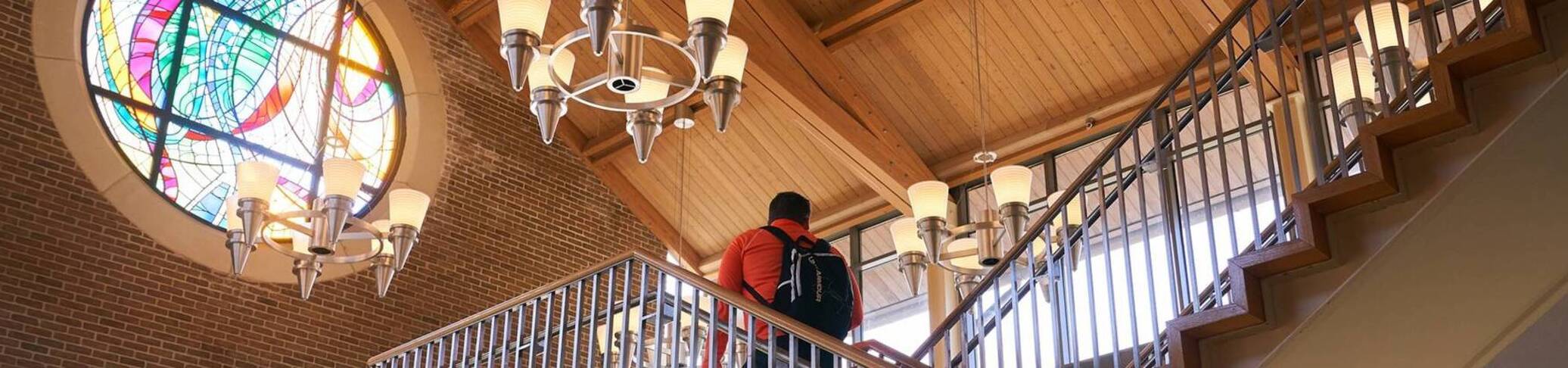 Ursuline college accelerated student climbing steps3