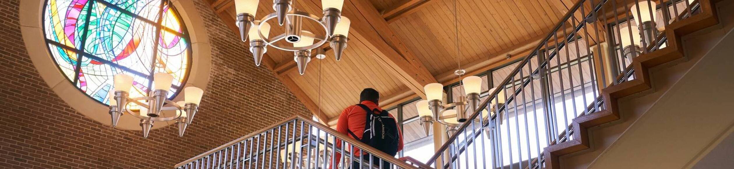 Ursuline college accelerated student climbing steps5