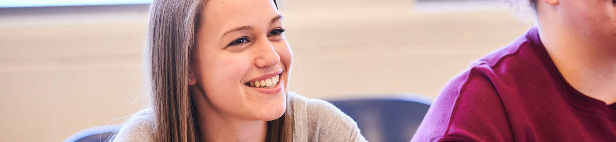 Ursuline college student smiling in class3