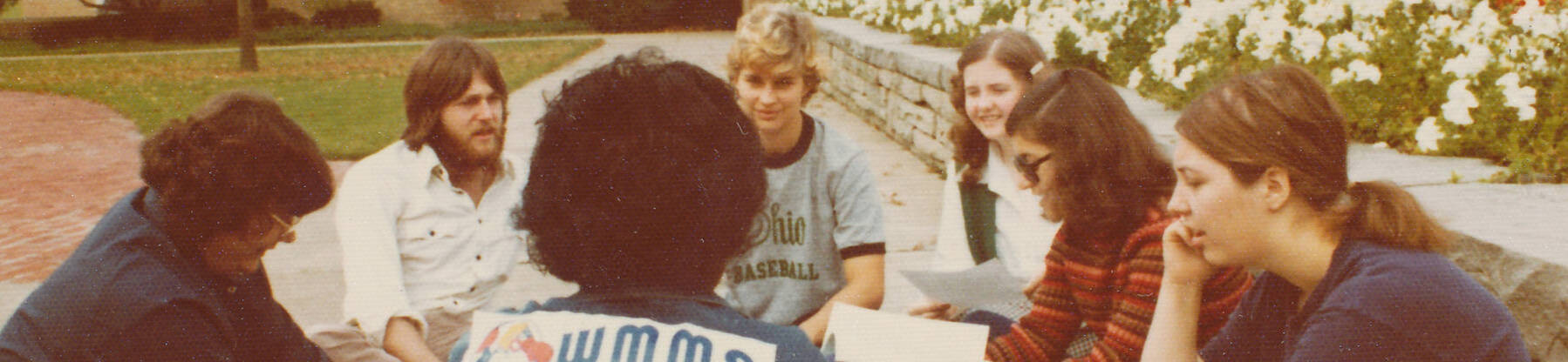Vintage photo of ursuline college students on the quad